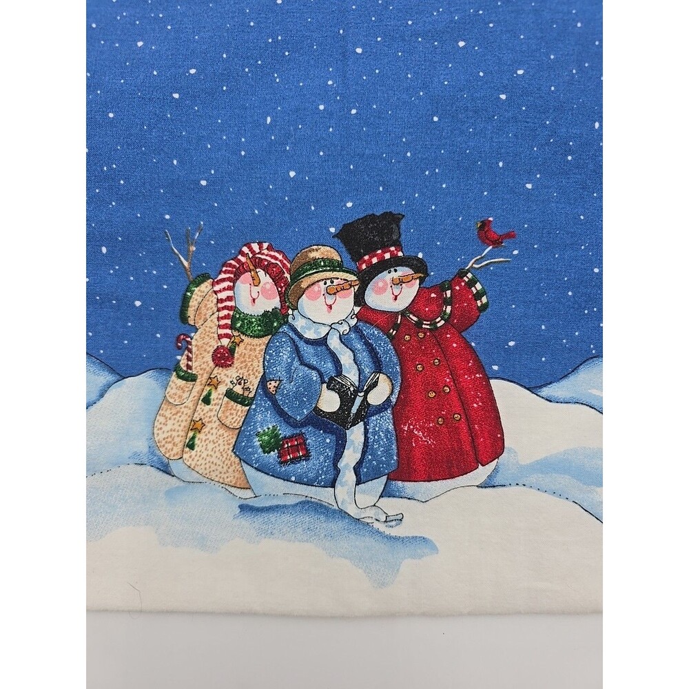 Vtg Christmas Snowman 12x18 Placemat Set of 6 Woven Fabric Holiday Winter Decor - Picture 2 of 8